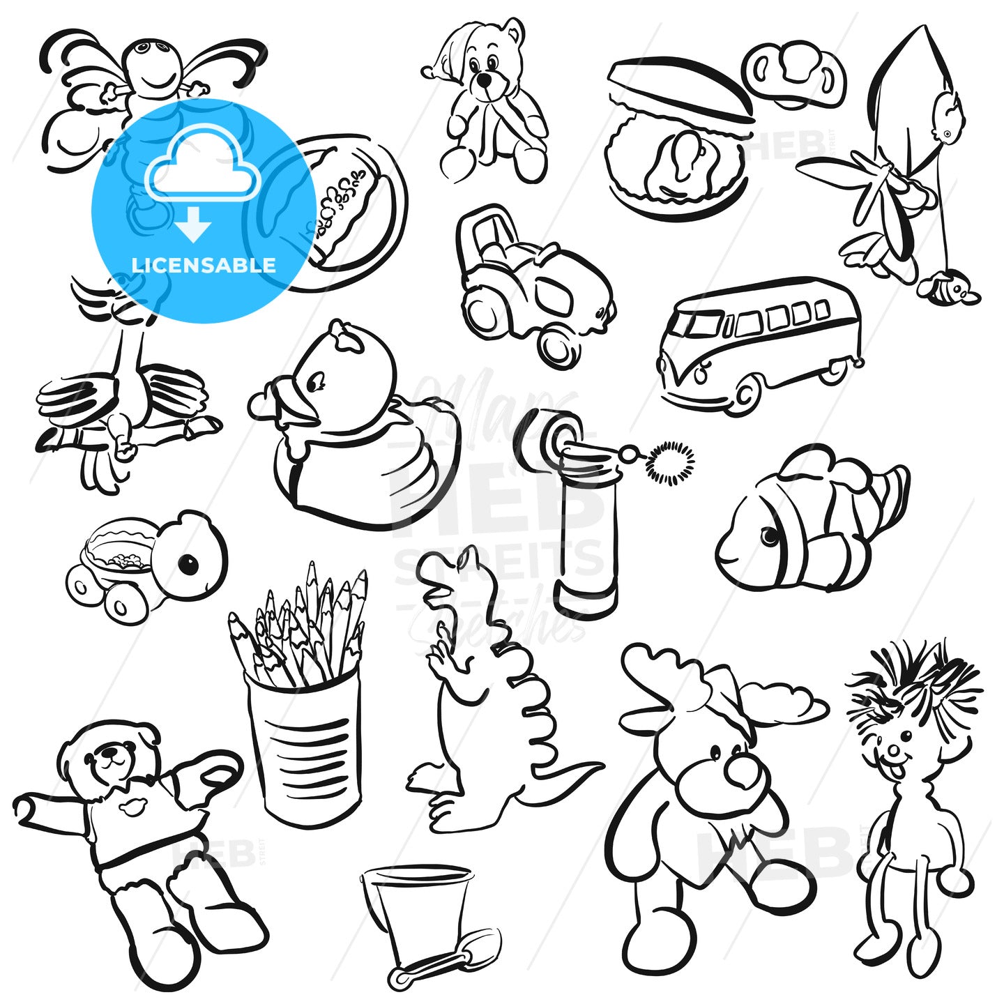 Set of Outlined Baby Doodles – instant download