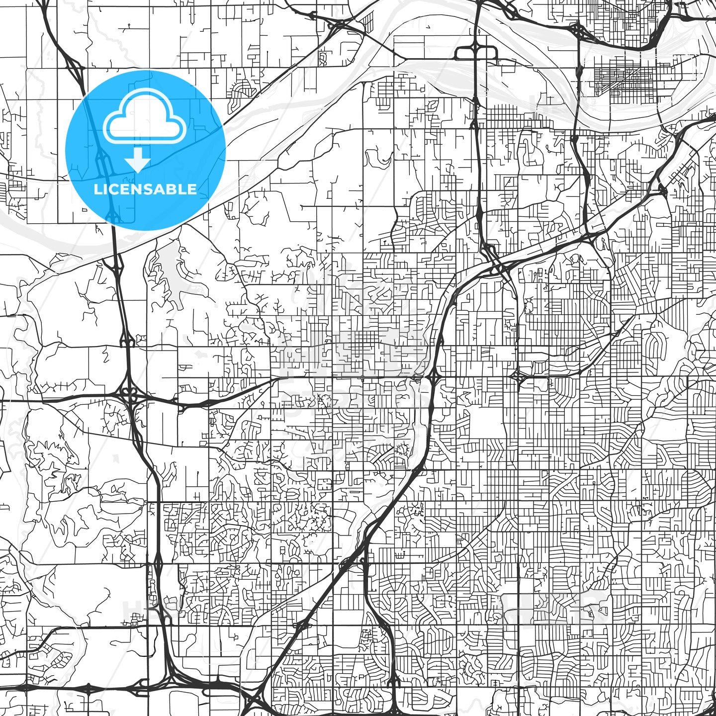Shawnee, Kansas - Area Map - Light