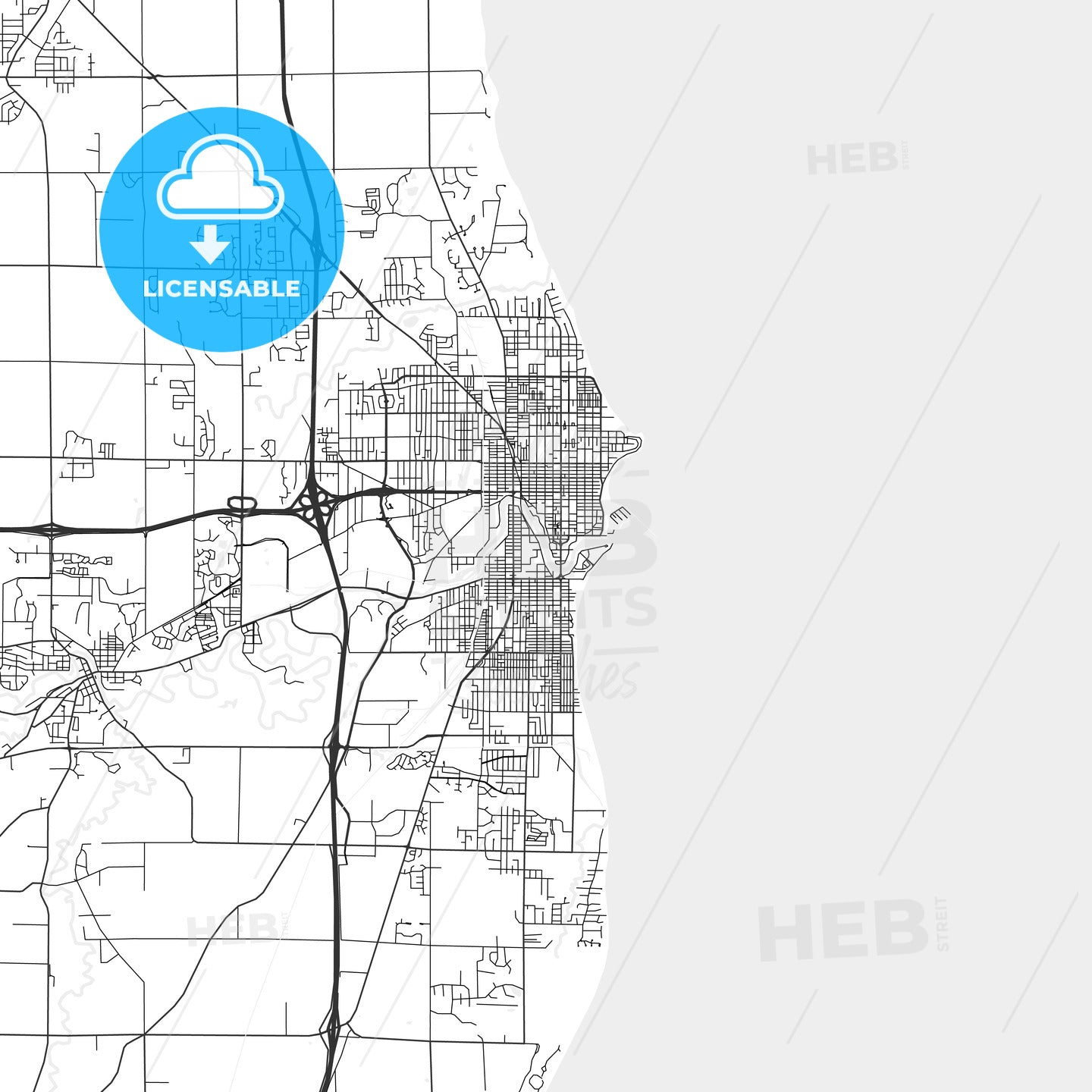 Sheboygan, Wisconsin - Area Map - Light