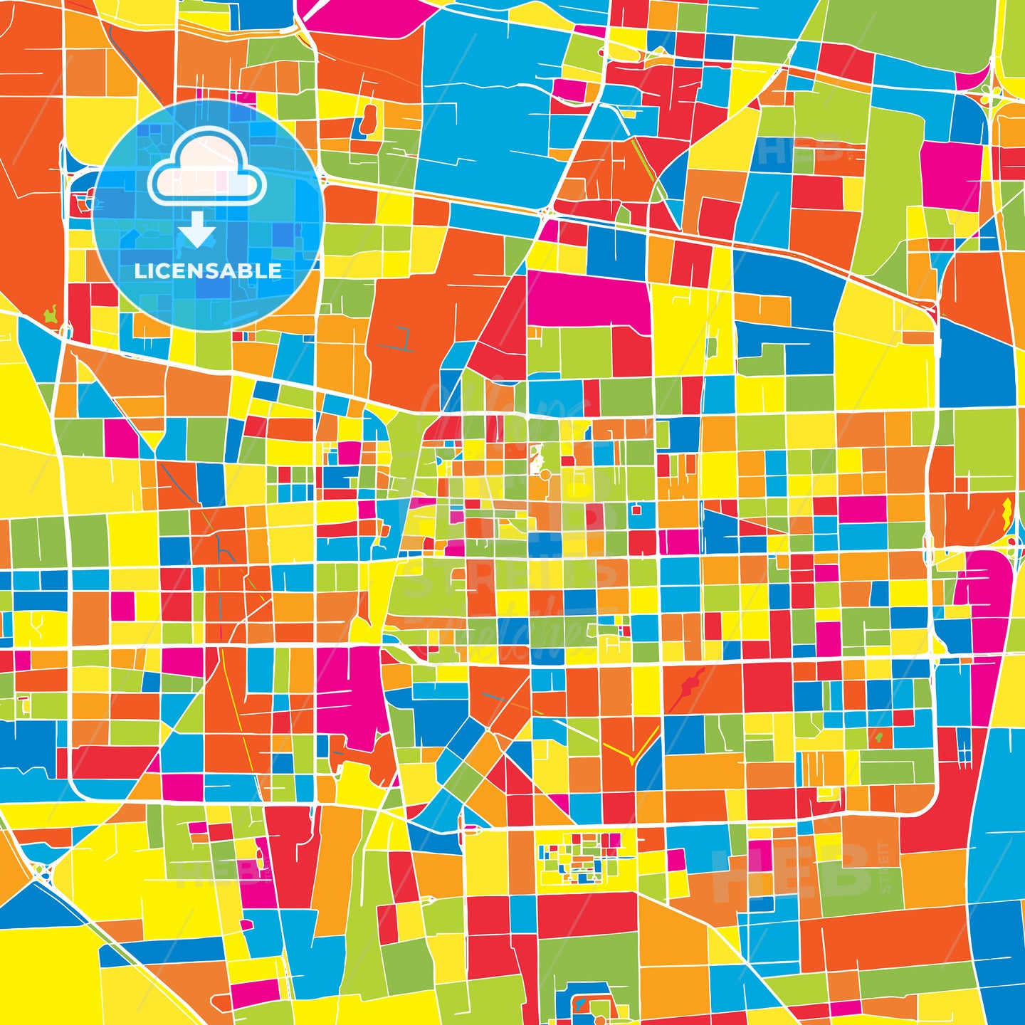 Shijiazhuang, China, colorful vector map