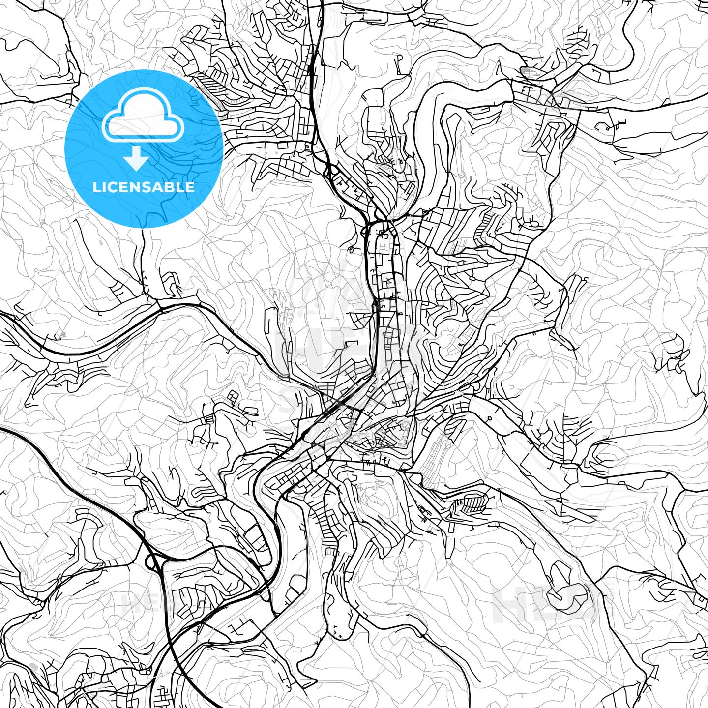 Siegen, Germany, Vector Map - Light