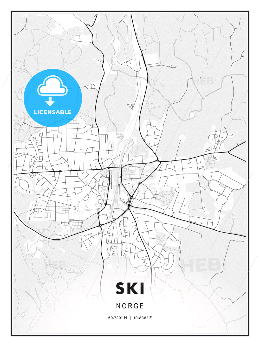 Ski, Norway, Modern Print Template in Various Formats - HEBSTREITS Sketches