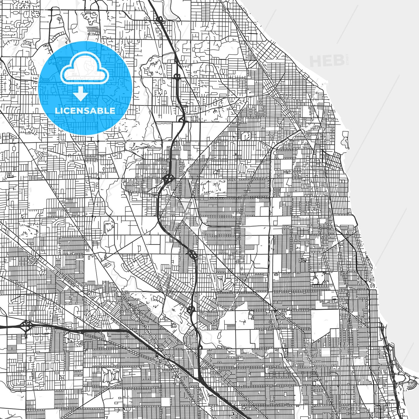 Skokie, Illinois - Area Map - Light