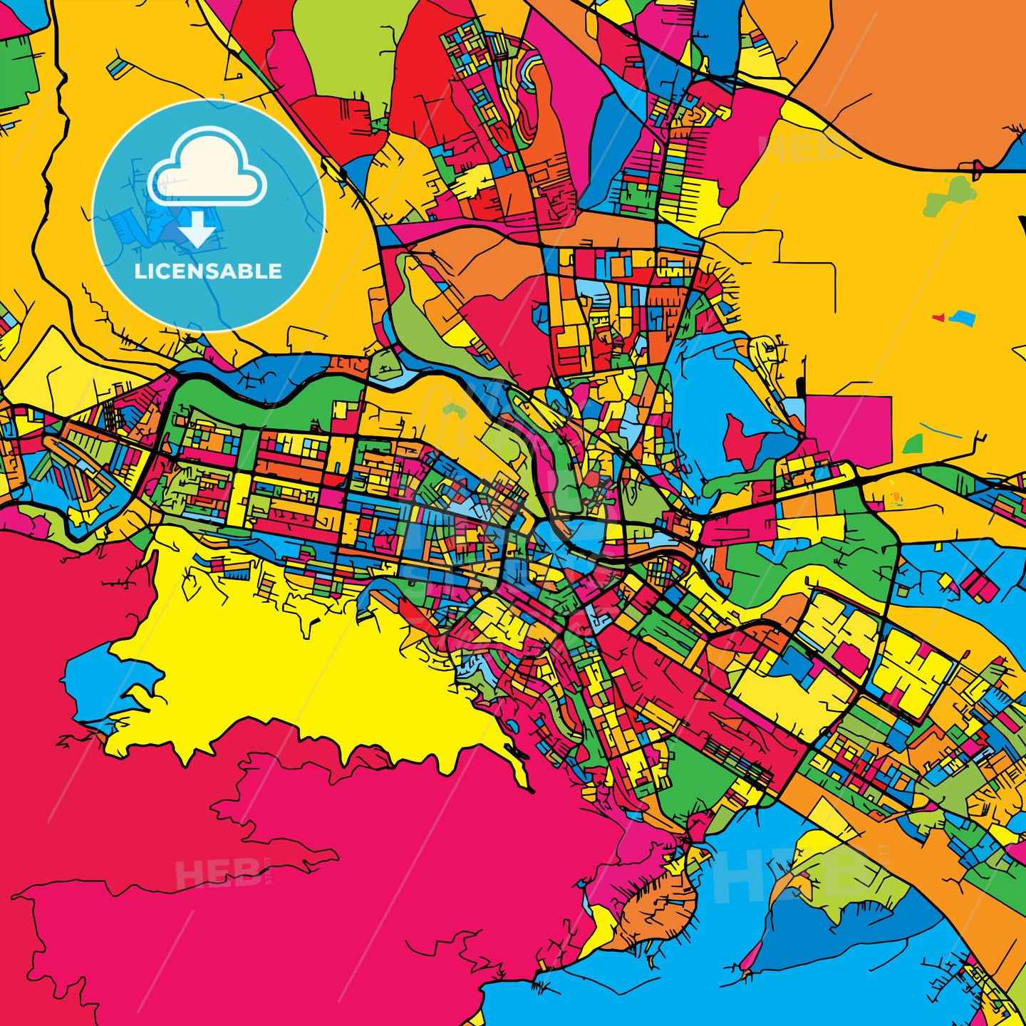 Skopje Macedonia Colorful Map