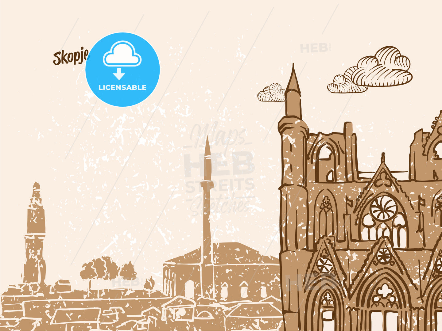 Skopje, Macedonia, Greeting Card – instant download