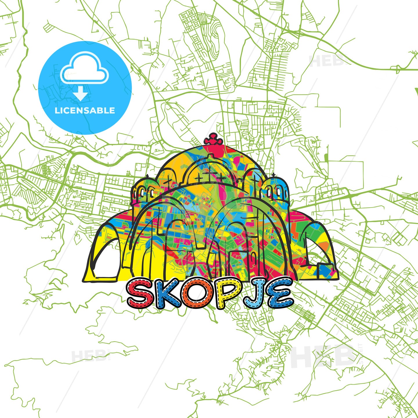 Skopje Travel Art Map