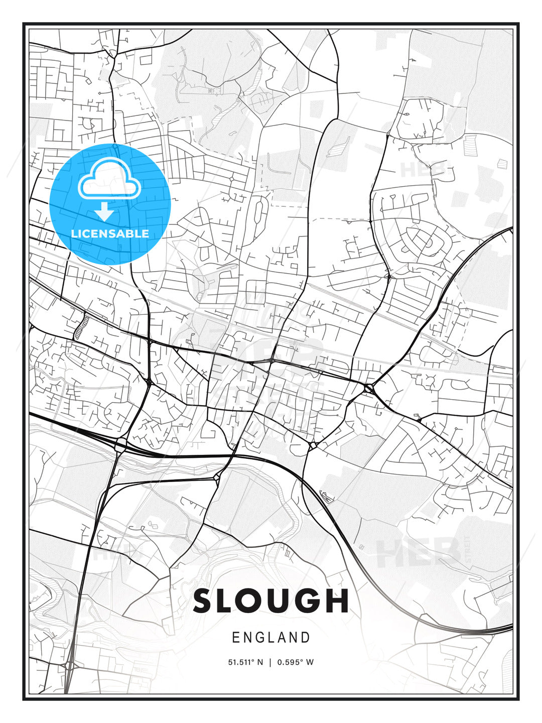 Slough, England, Modern Print Template in Various Formats - HEBSTREITS Sketches