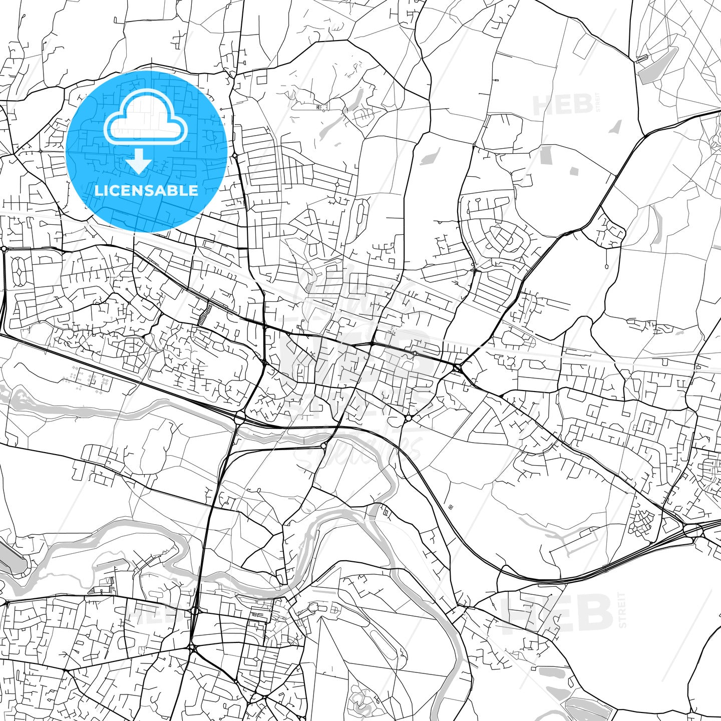 Slough, England, UK, Vector Map - Light