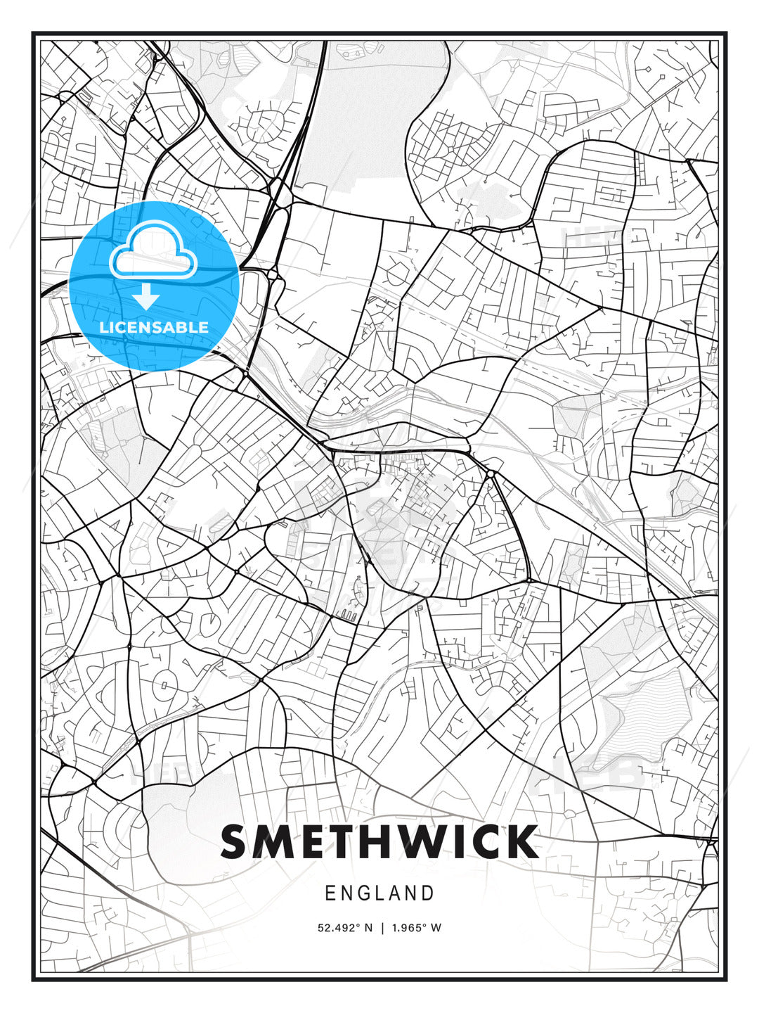 Smethwick, England, Modern Print Template in Various Formats - HEBSTREITS Sketches
