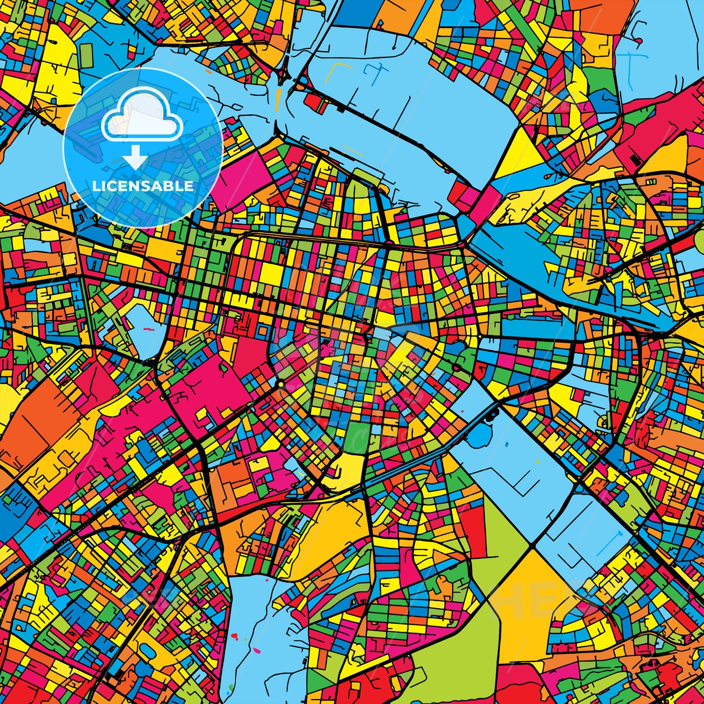 Sofia Bulgaria Colorful Map