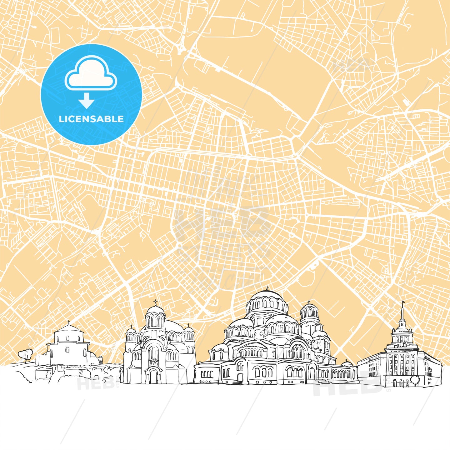 Sofia Bulgaria Skyline Map