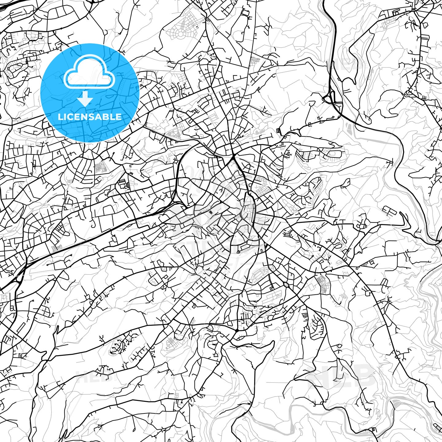 Solingen, Germany, Vector Map - Light