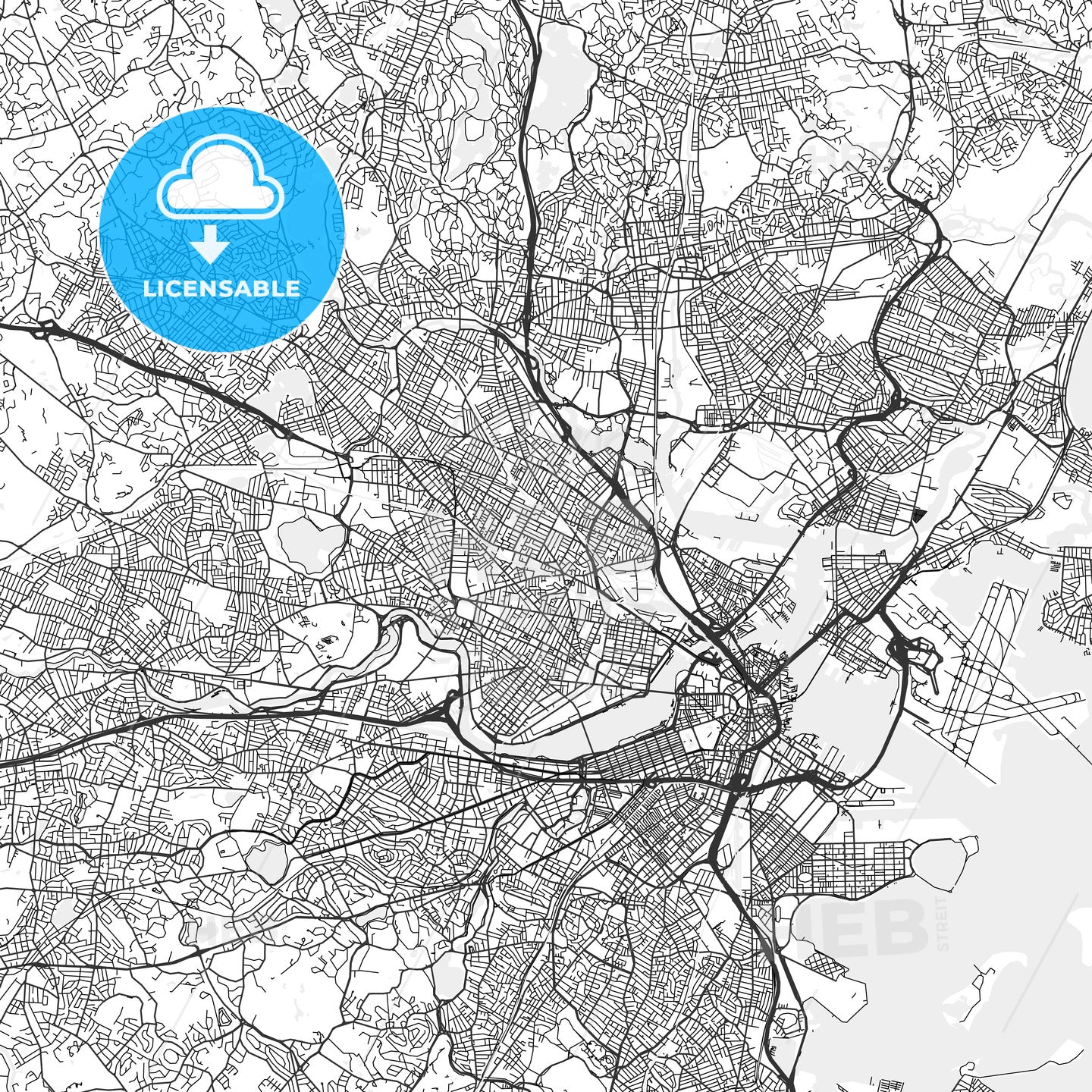 Somerville, Massachusetts - Area Map - Light