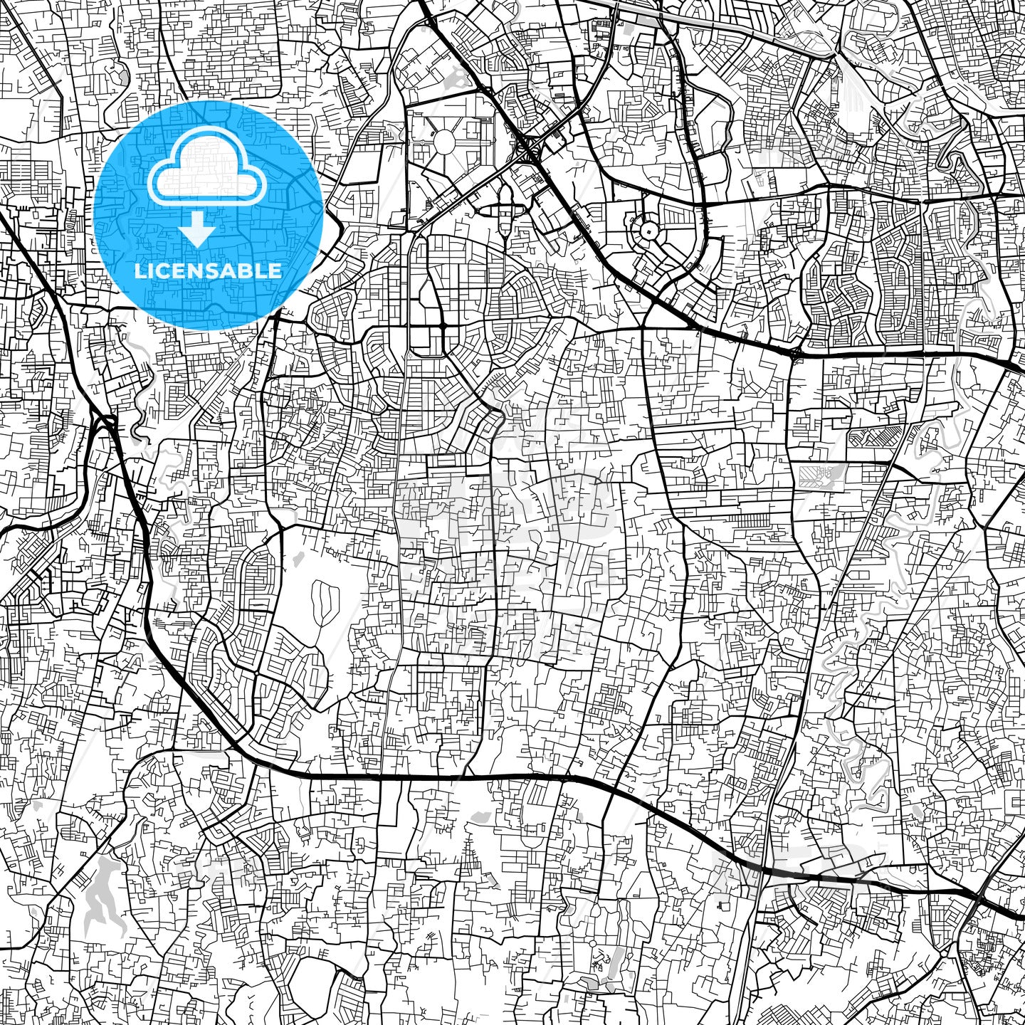 South Jakarta, Indonesia, Downtown City Map, Light