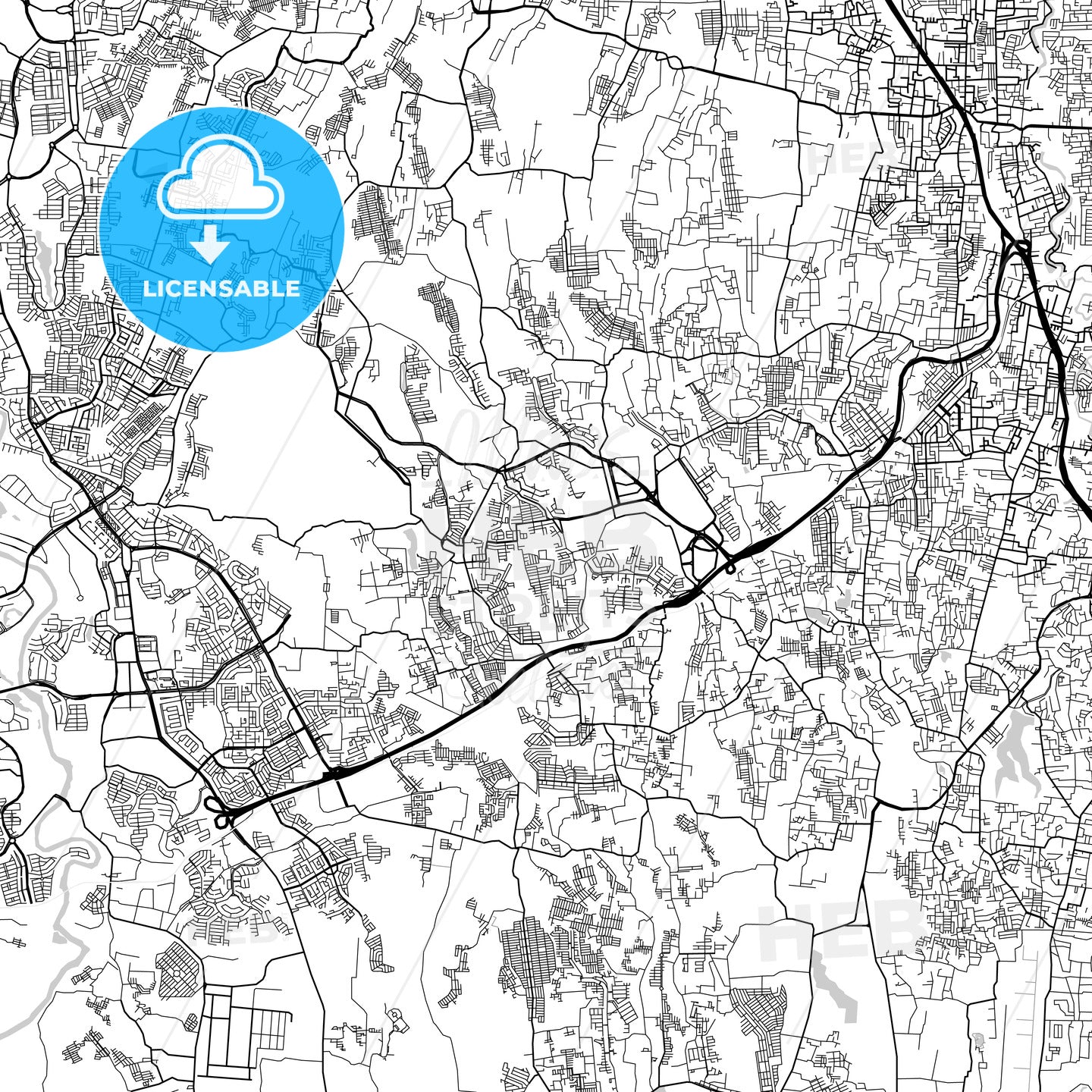 South Tangerang, Banten, Downtown City Map, Light