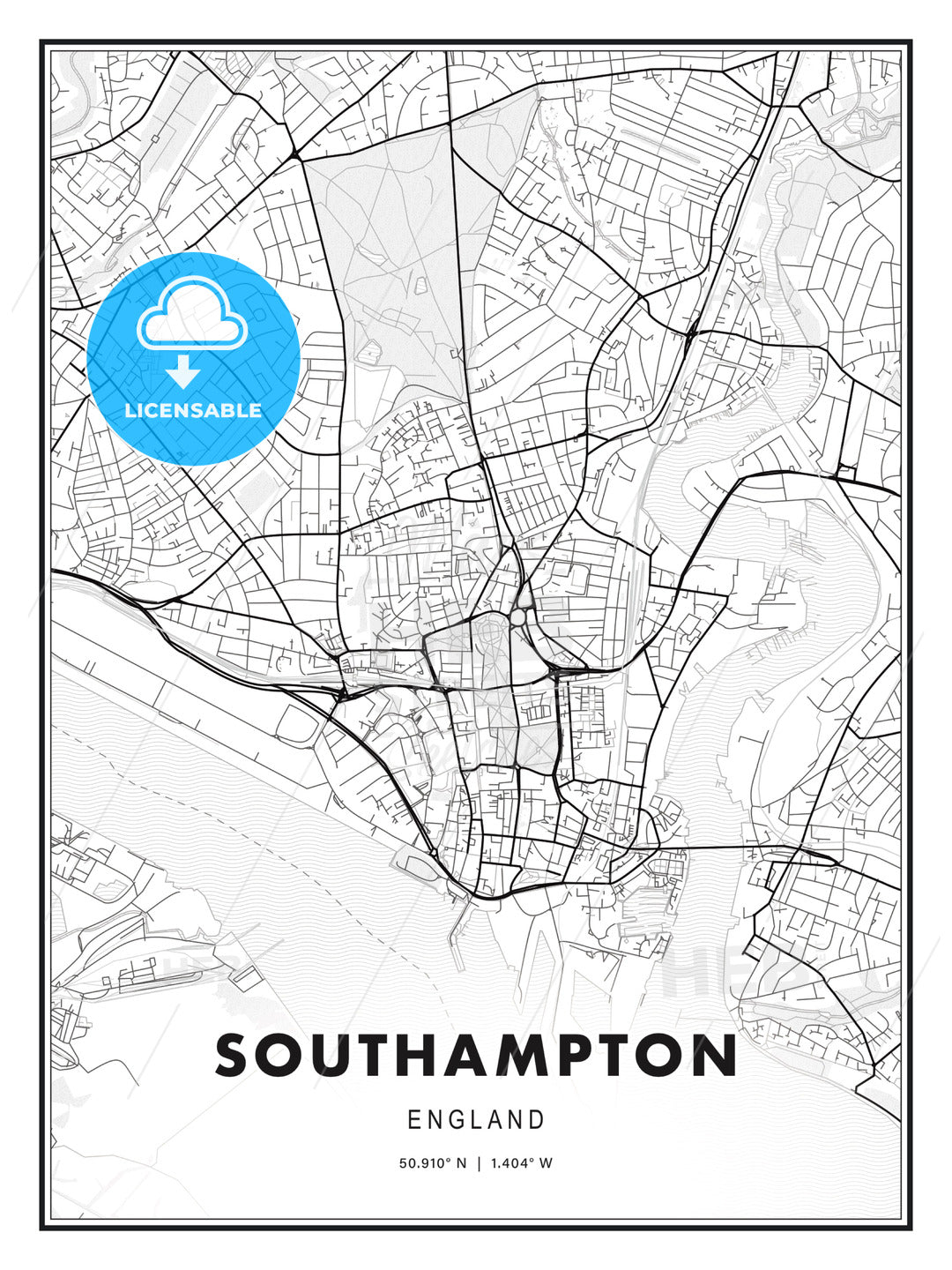 Southampton, England, Modern Print Template in Various Formats - HEBSTREITS Sketches