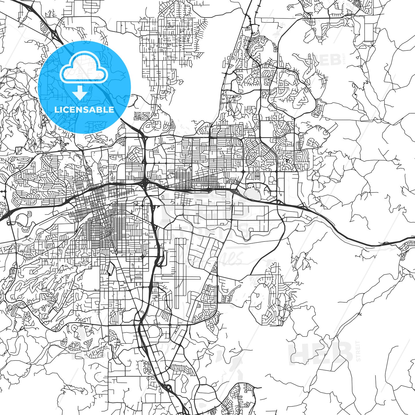 Sparks, Nevada - Area Map - Light