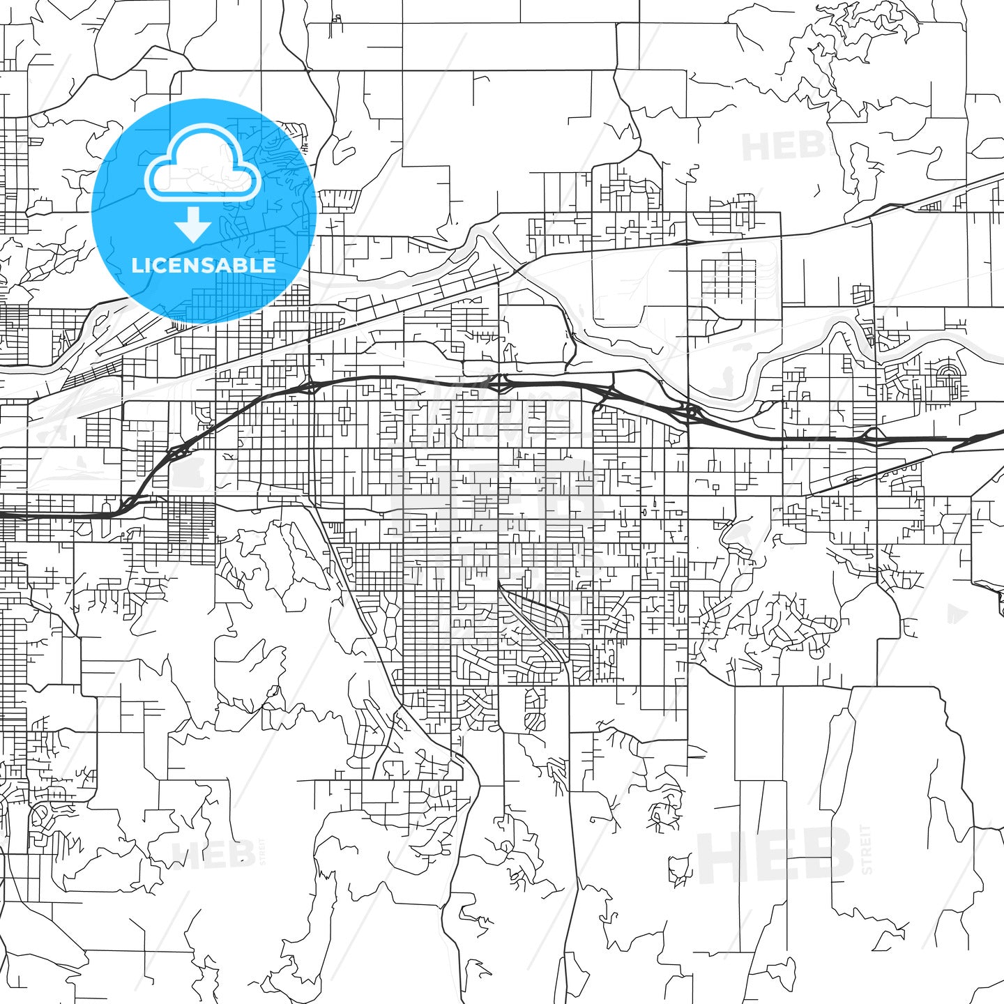 Spokane Valley, Washington - Area Map - Light
