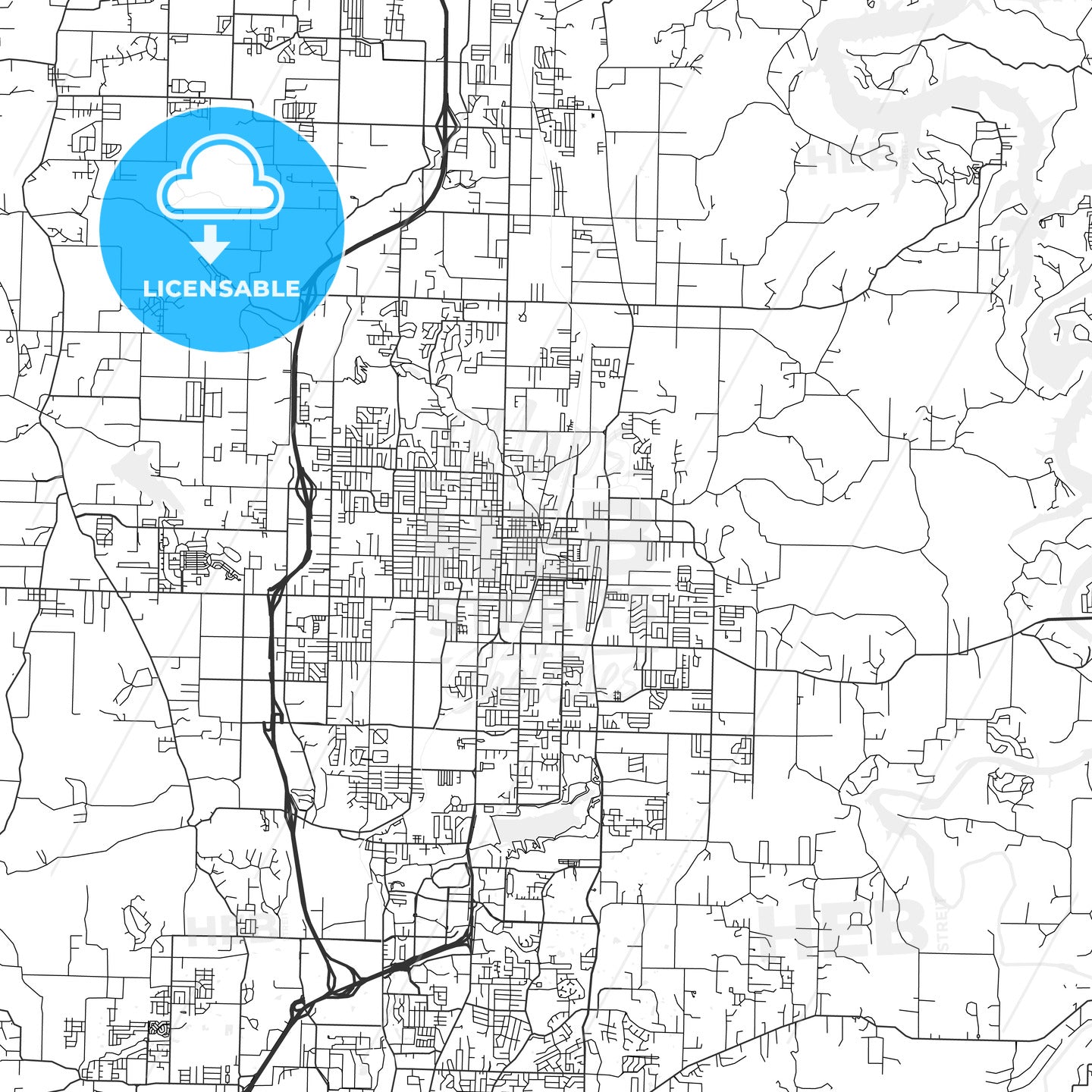 Springdale, Arkansas - Area Map - Light