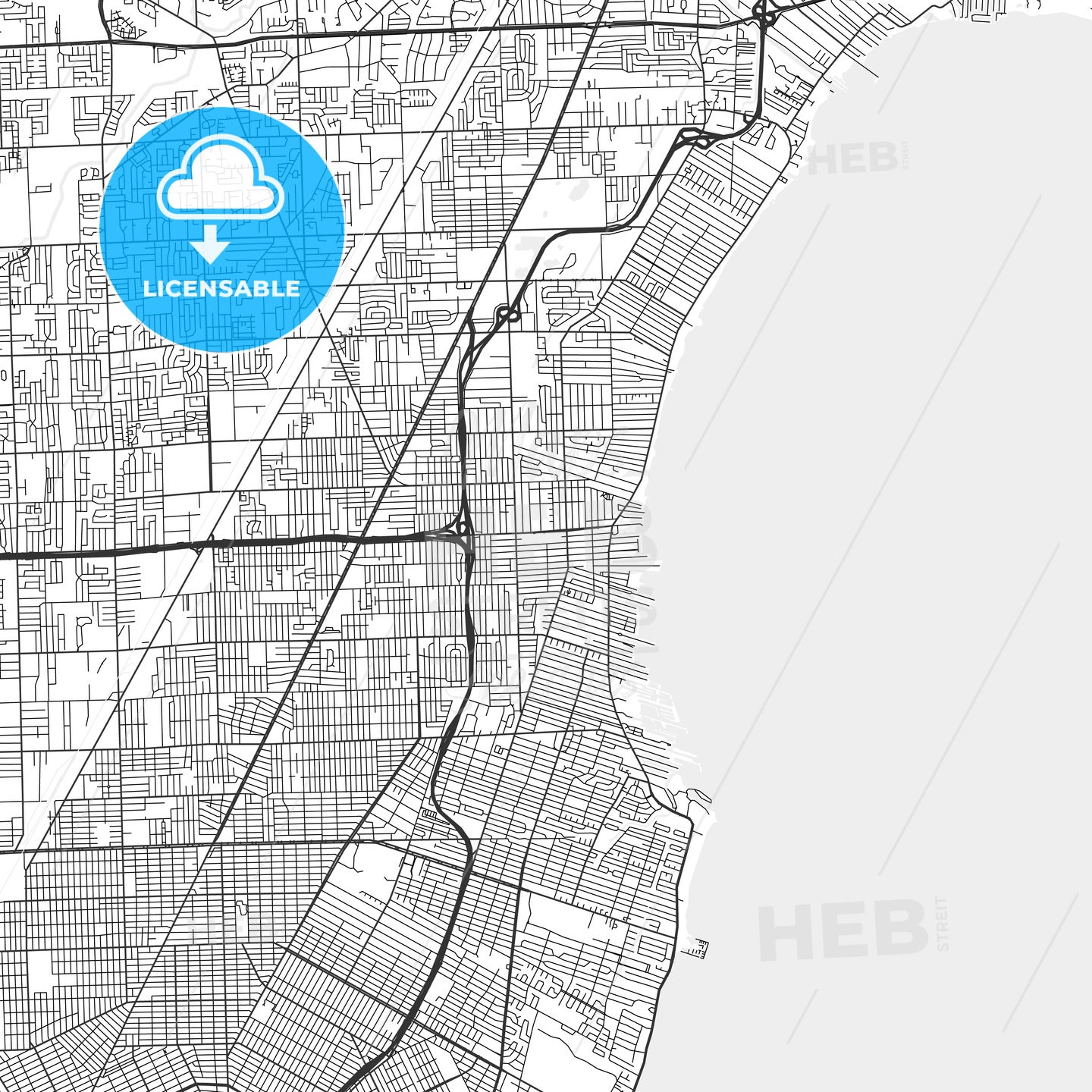 St. Clair Shores, Michigan - Area Map - Light