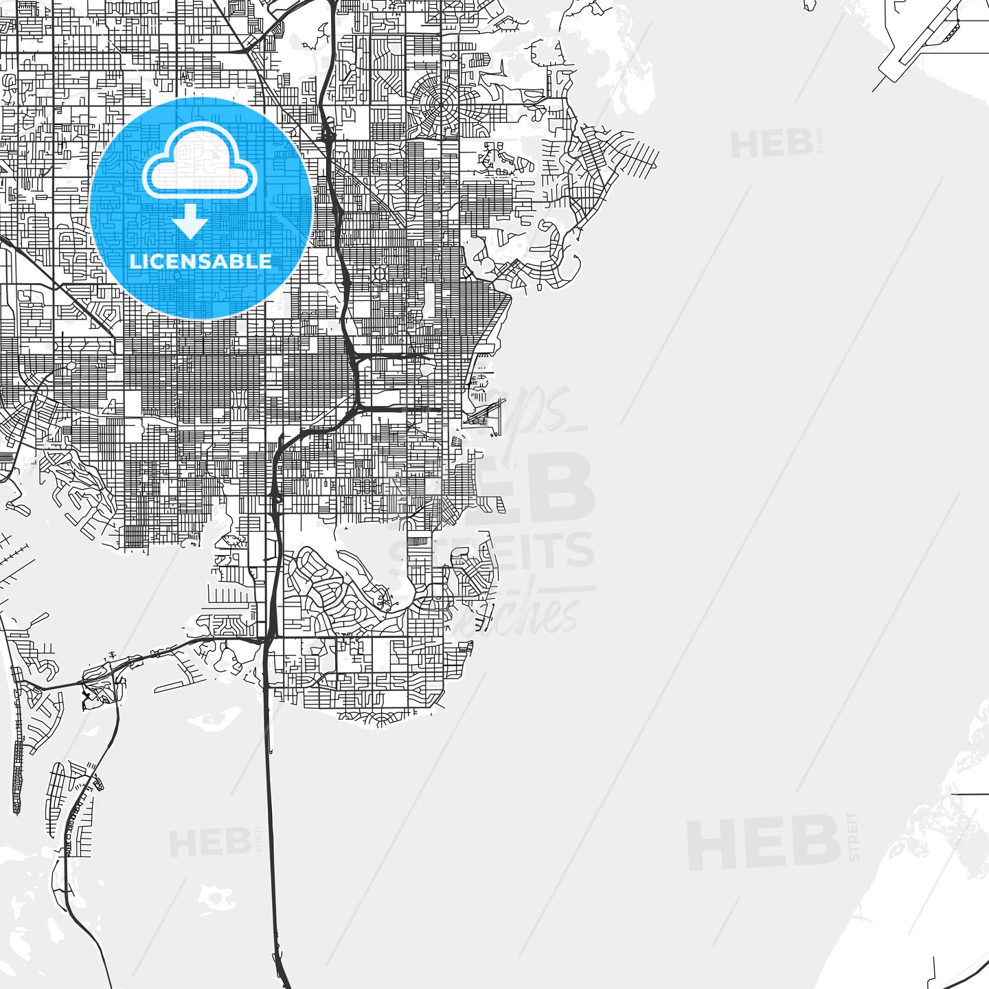 St. Petersburg, Florida - Area Map - Light