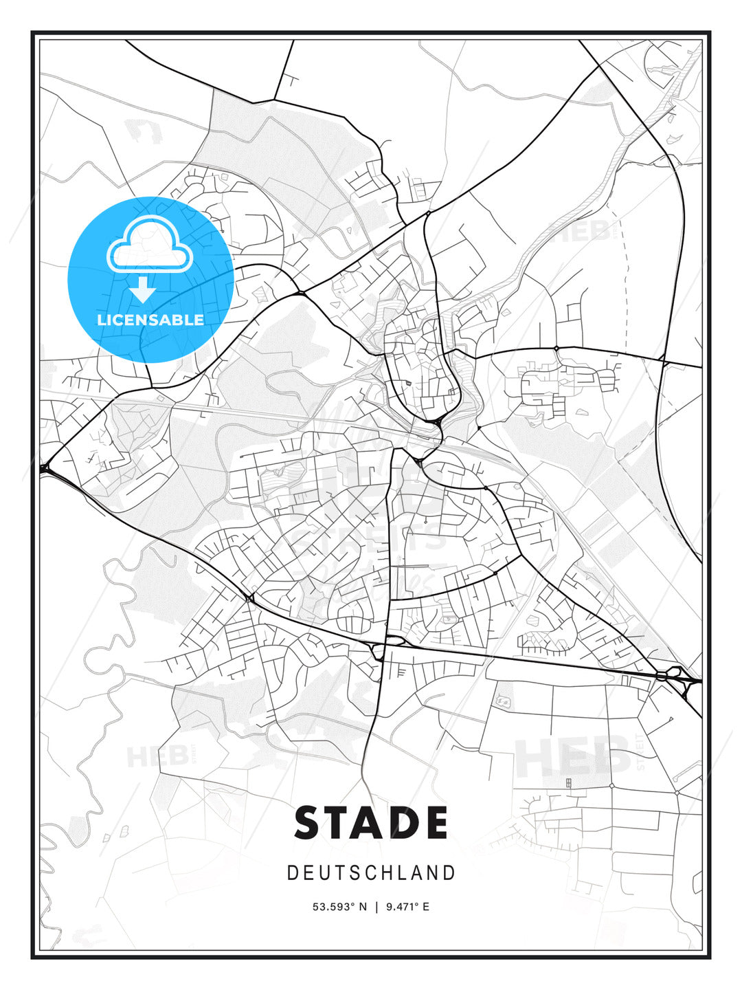 Stade, Germany, Modern Print Template in Various Formats - HEBSTREITS Sketches