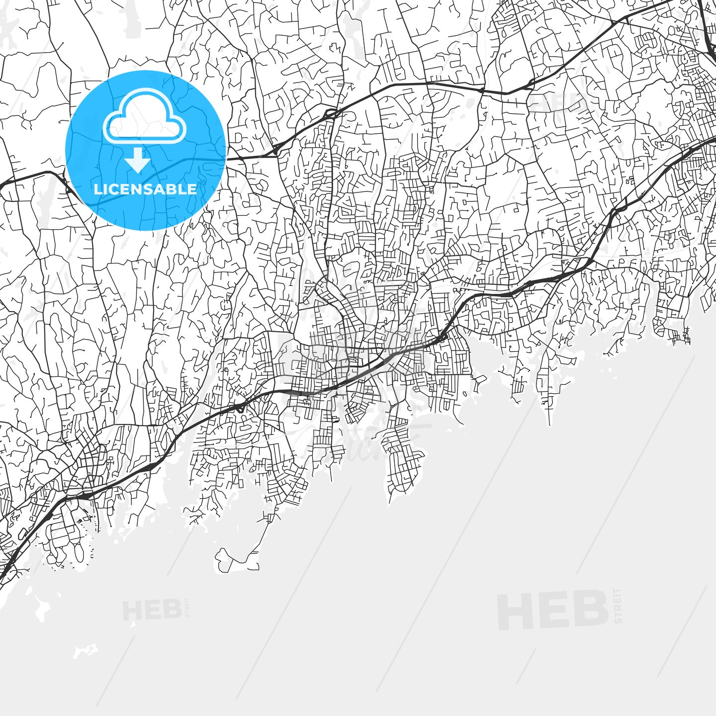 Stamford, Connecticut - Area Map - Light