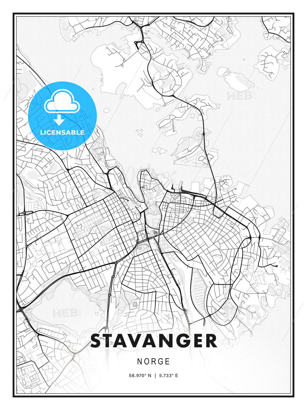 Stavanger, Norway, Modern Print Template in Various Formats - HEBSTREITS Sketches