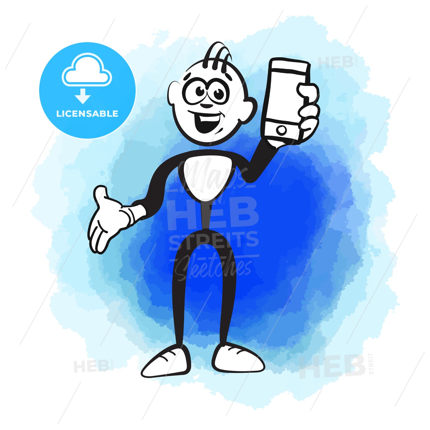 Stick figure and mobile phone – instant download