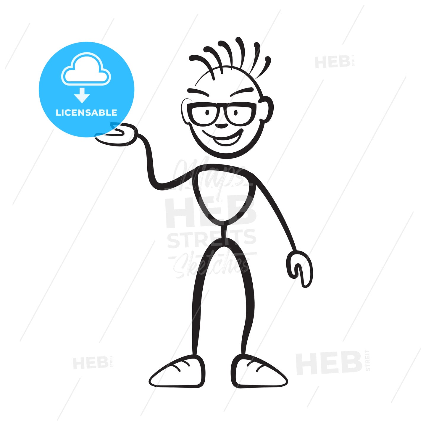 Stick figure businesspunk greeting – instant download