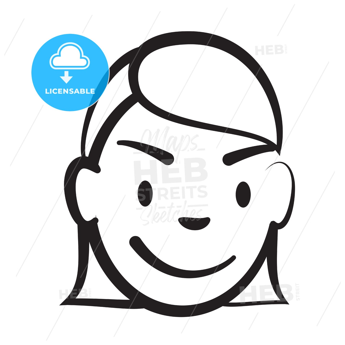 Stick figure girl head – instant download