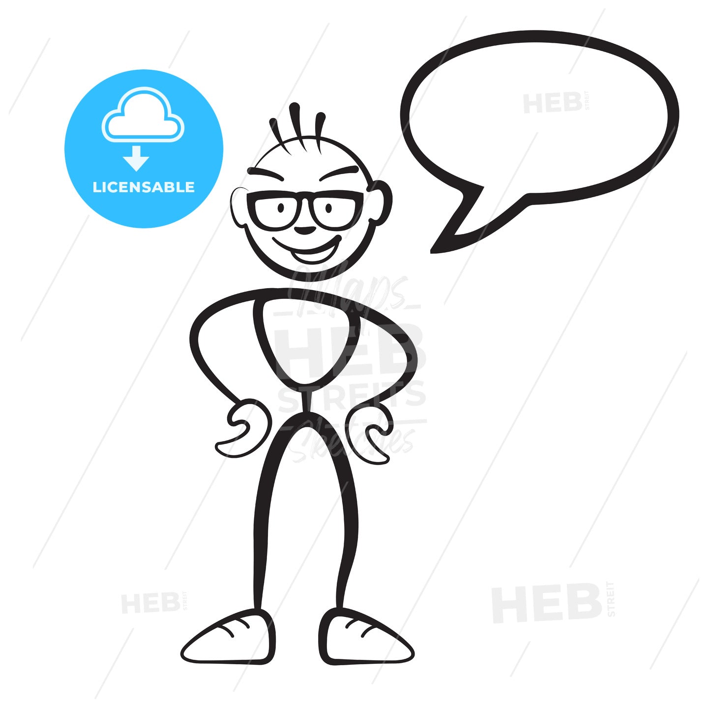 Stick figure man persona with speech bubble, Stickman vector