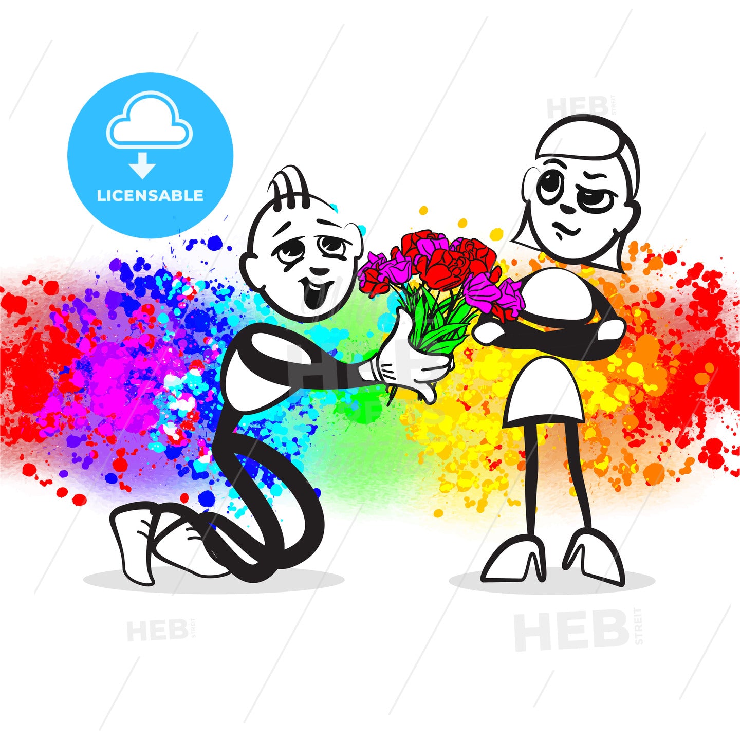 Stick figure marries me invitation – instant download