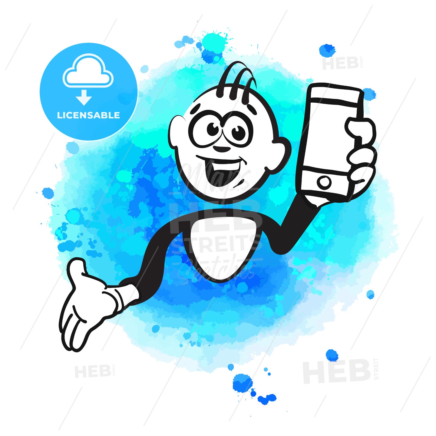 Stick figure present mobile phone – instant download
