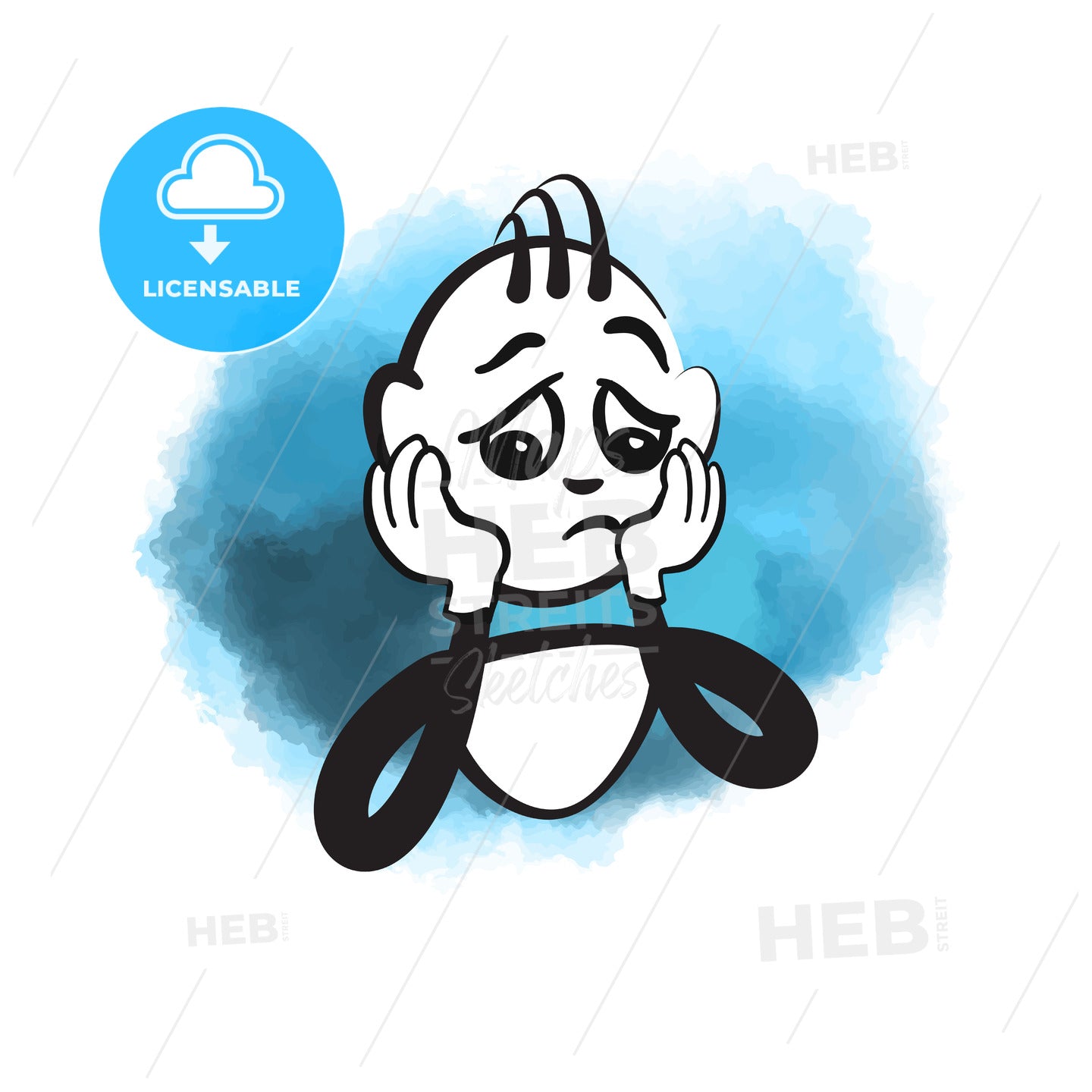 Stick figure sad – instant download