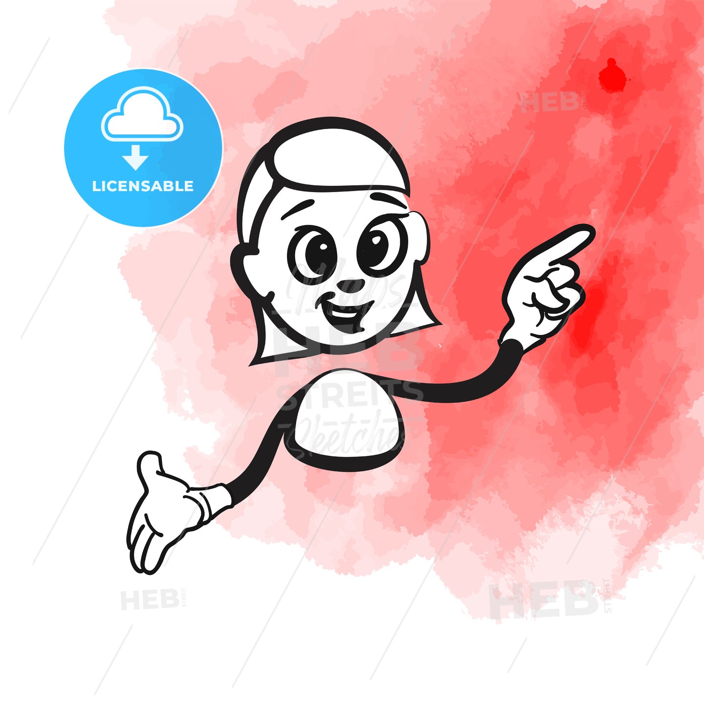 Stick figure woman pointing up – instant download