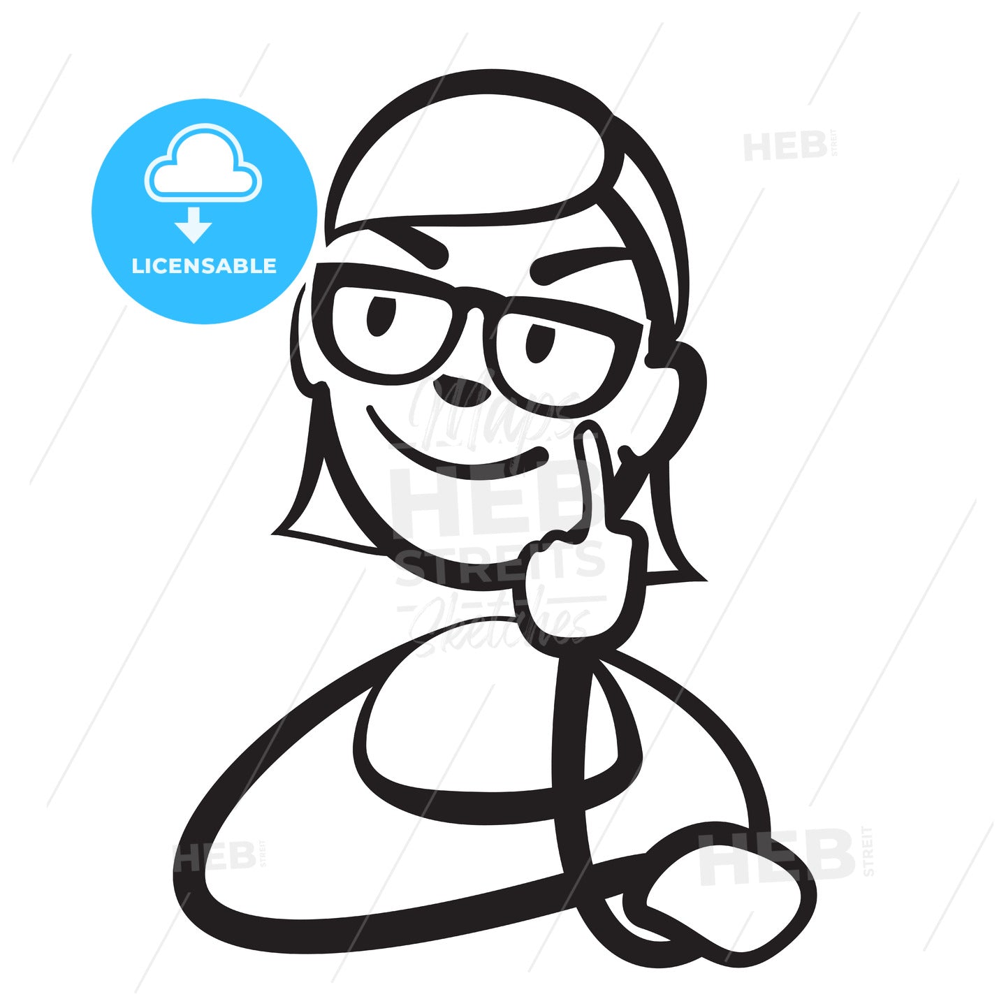 Stick figure woman reflection portrait – instant download