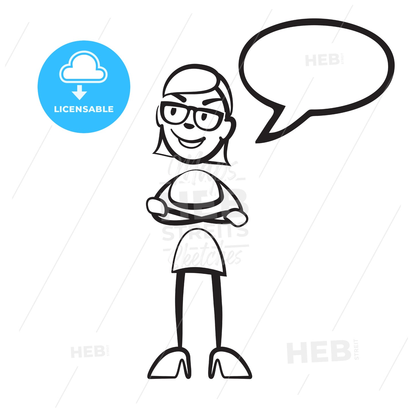 Stick figure woman speech bubble – instant download