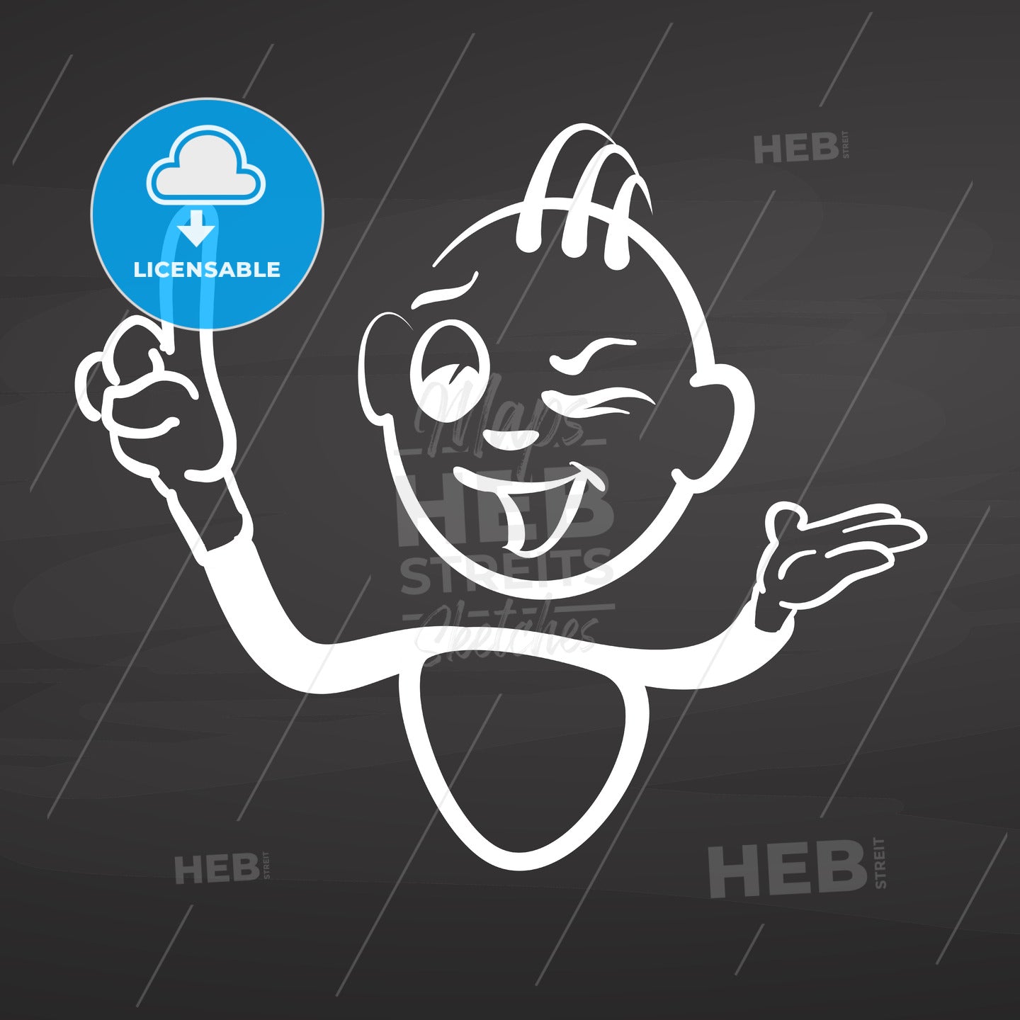 Stickman Attention on Chalkboard – instant download