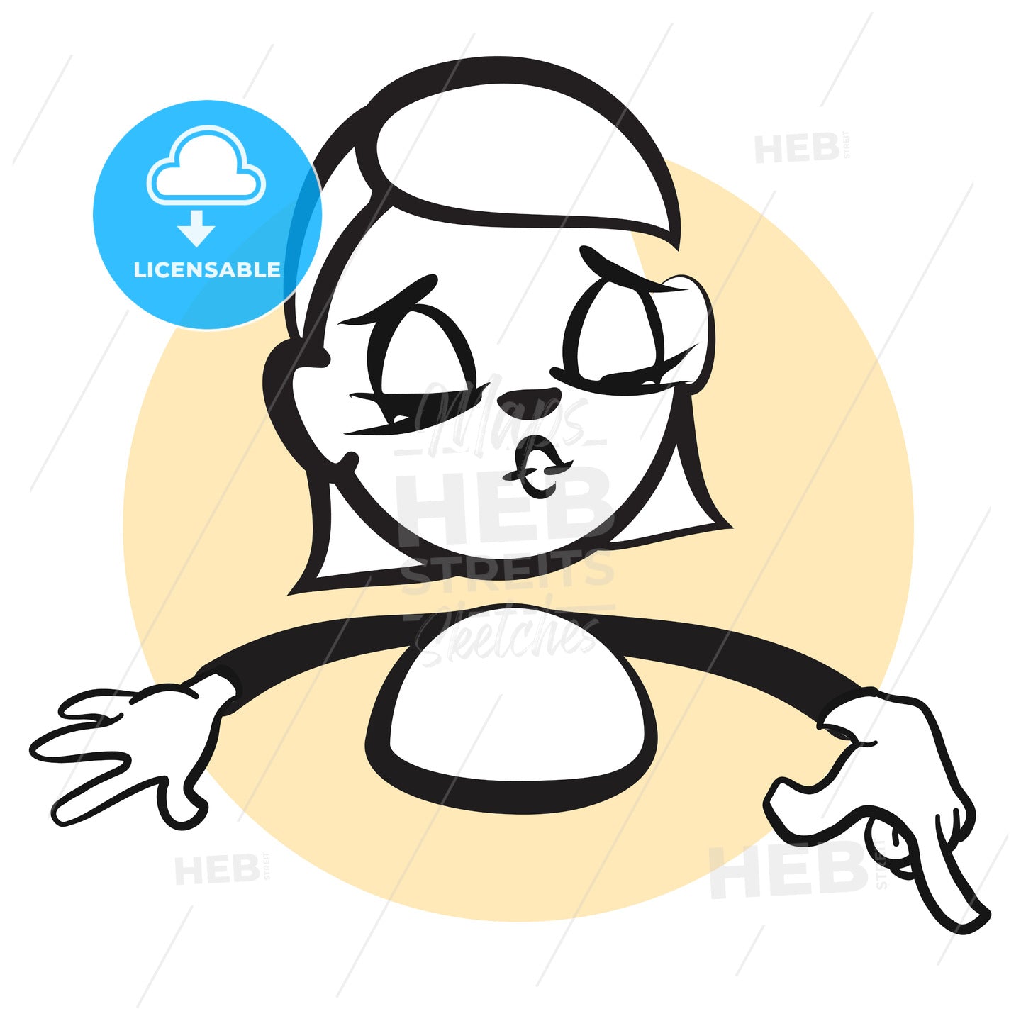 Stickman Emotion Pointing Down – instant download