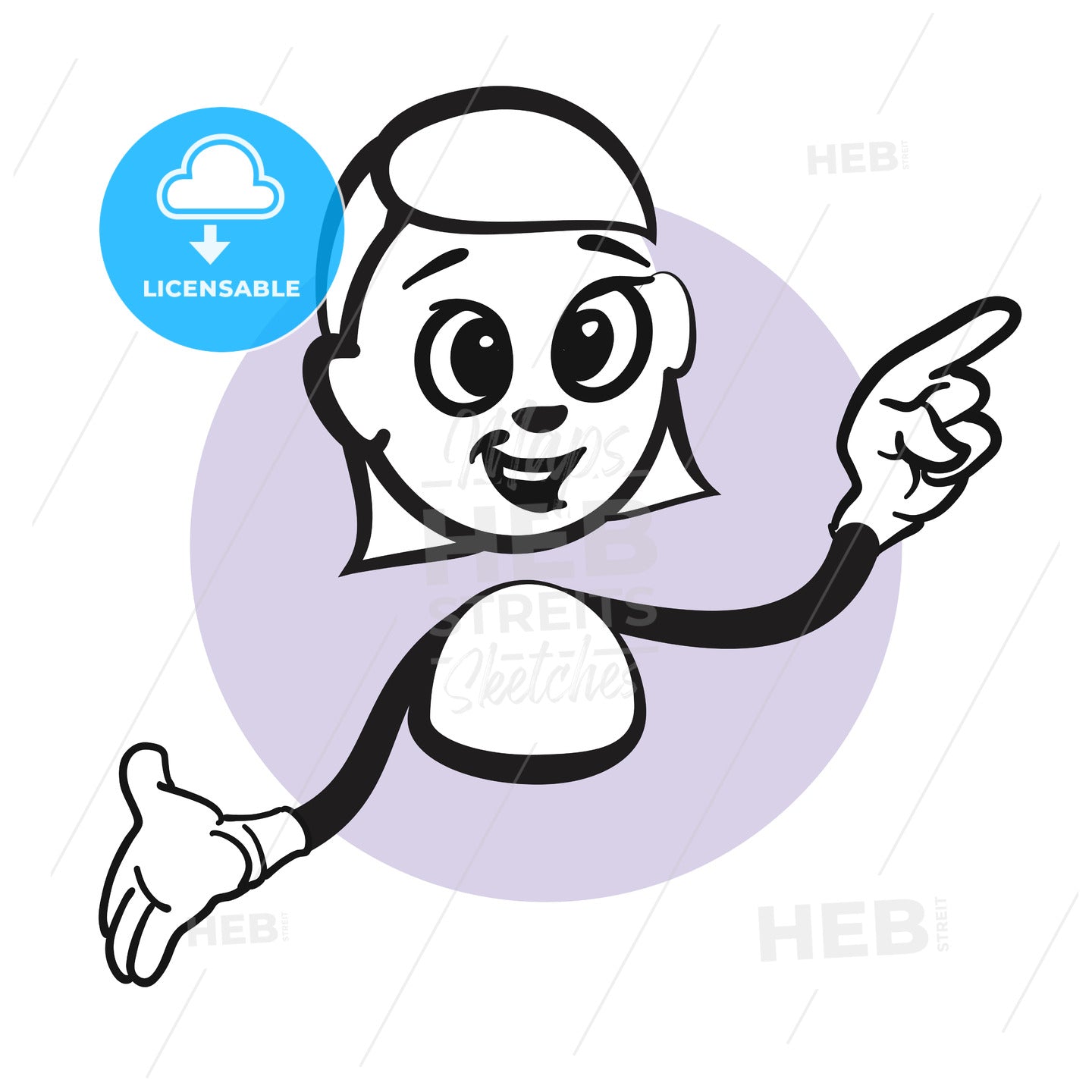 Stickman Emotion Woman Pointing Left – instant download