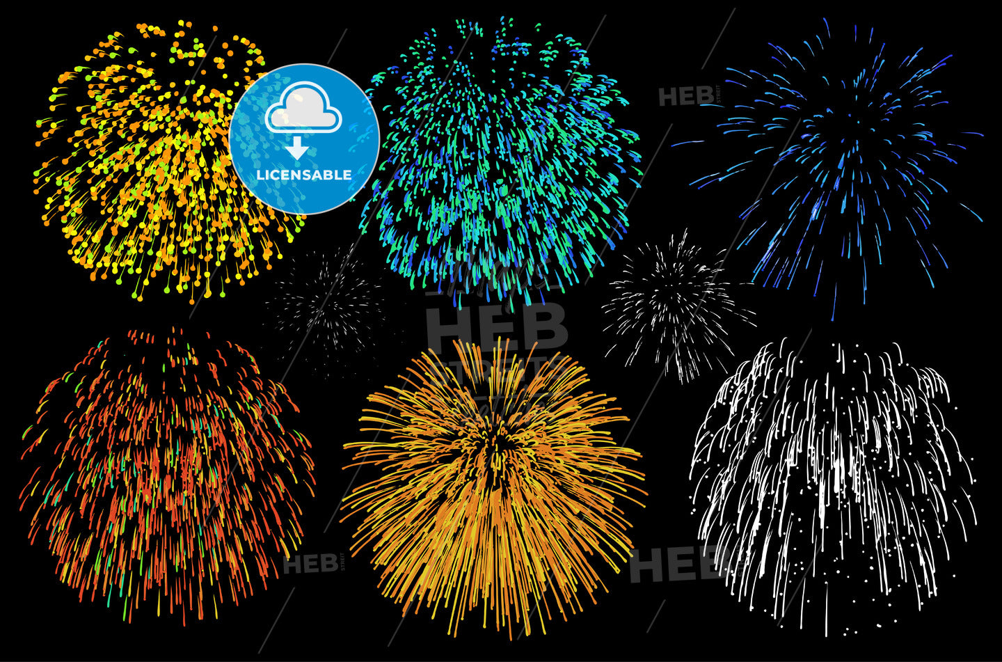 Stickman fireworks on black – instant download