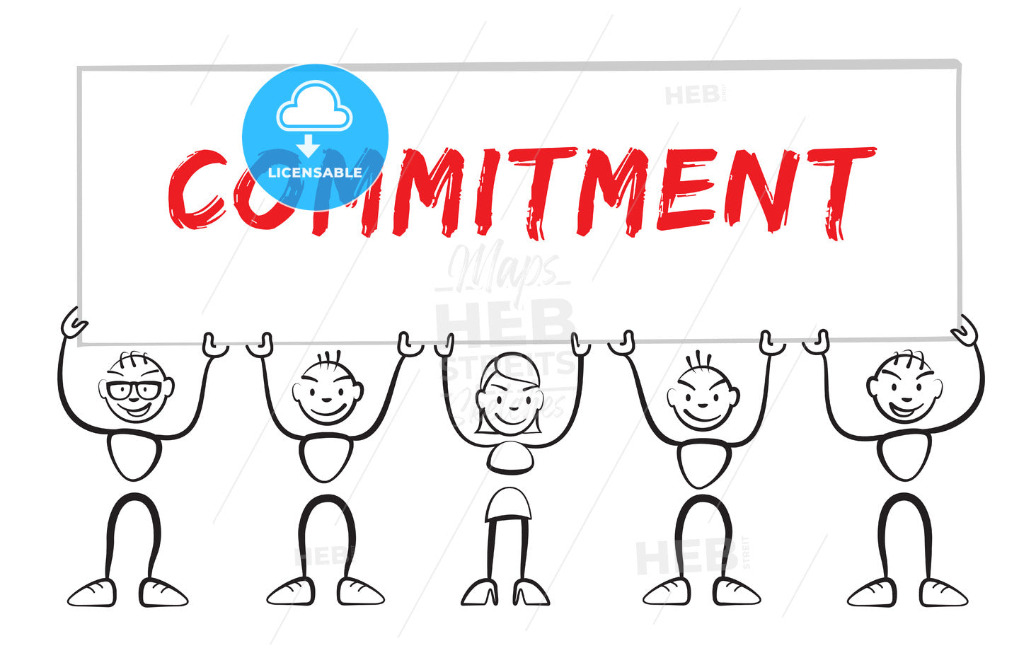 Stickman holding sign with inscription commitment – instant download
