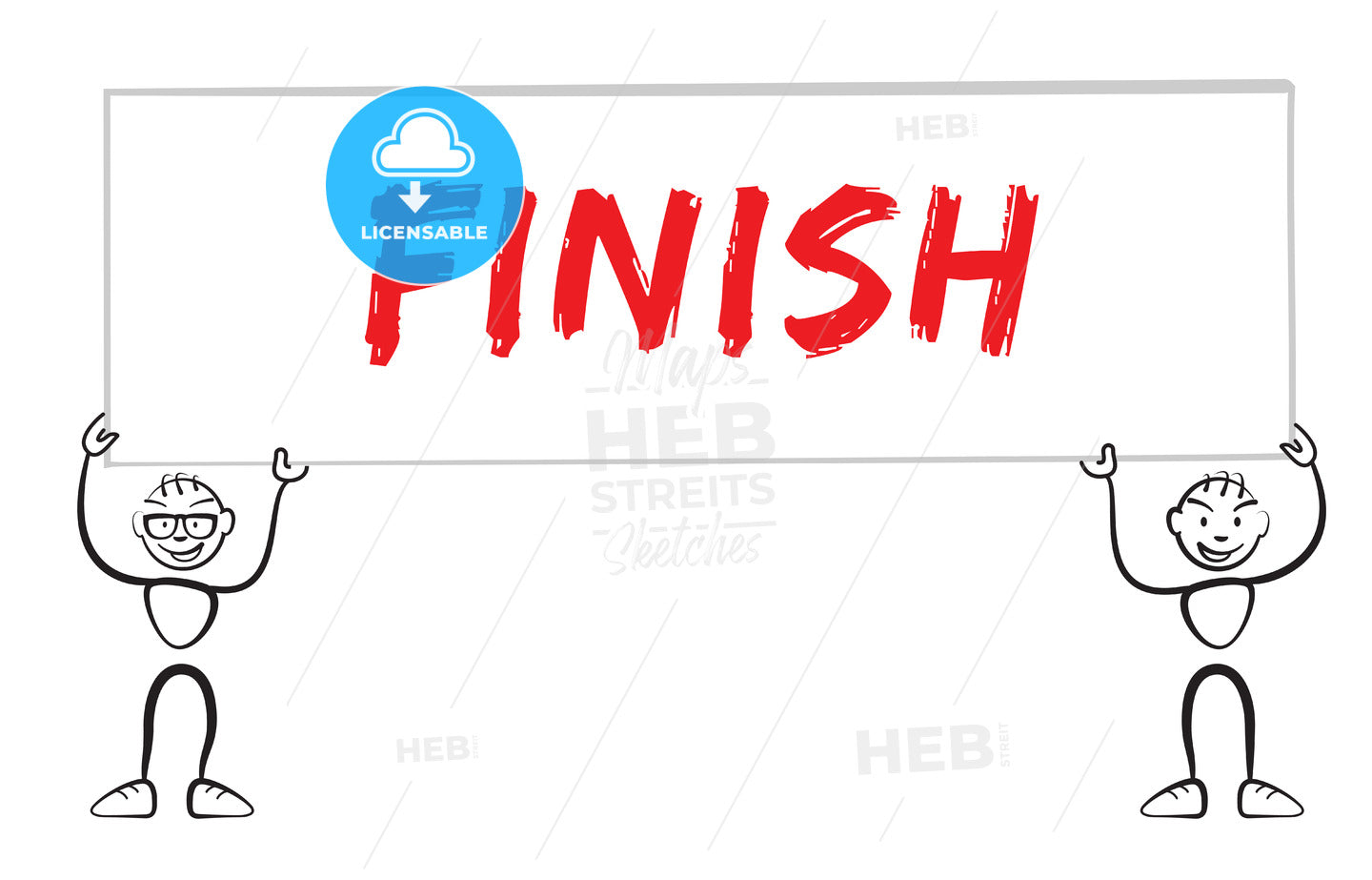 Stickman holding sign with inscription finish – instant download