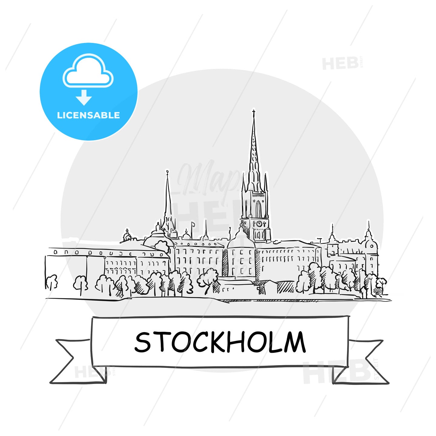 Stockholm Cityscape Vector Sign – instant download