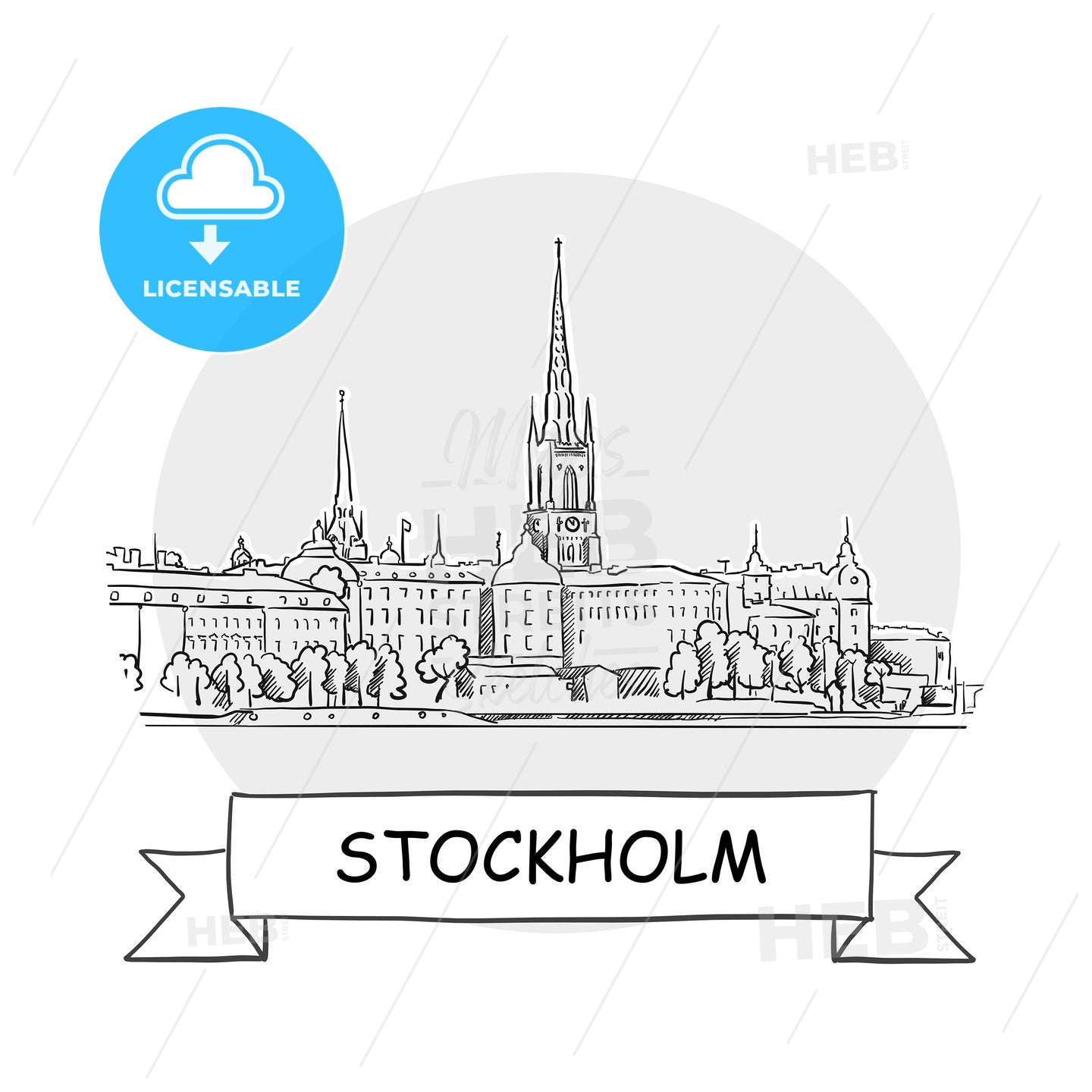 Stockholm Cityscape Vector Sign – instant download
