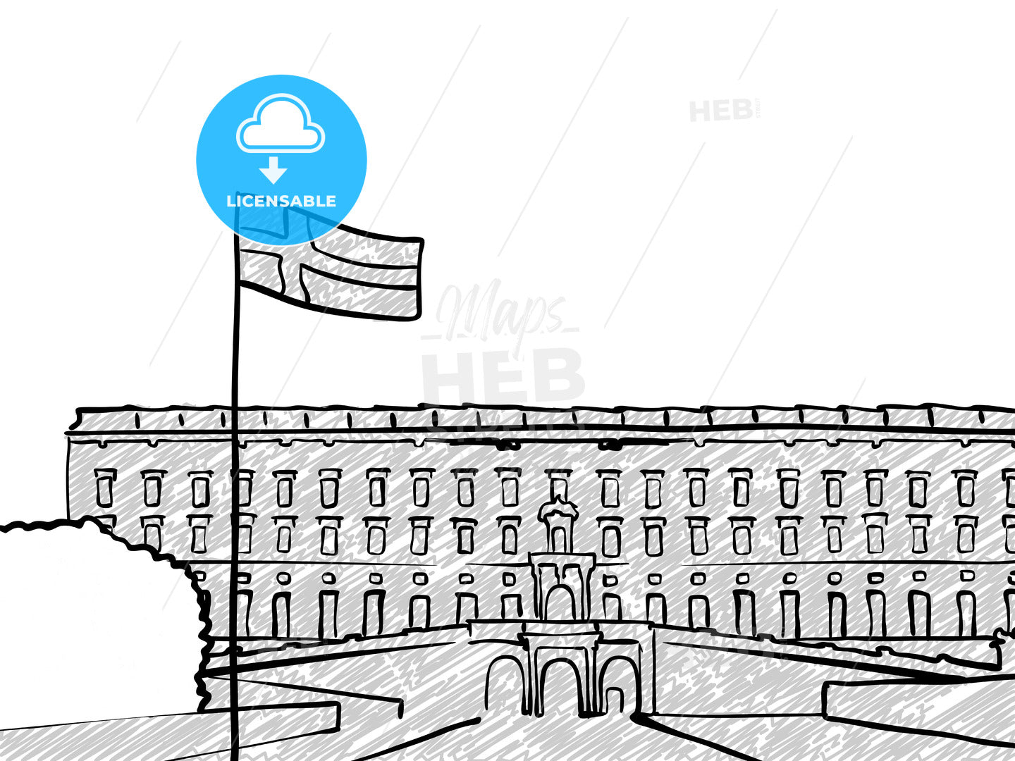 Stockholm, Sweden famous Travel Sketch – instant download