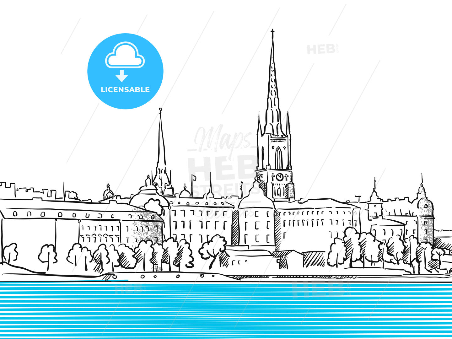 Stockholm waterfront panorama – instant download