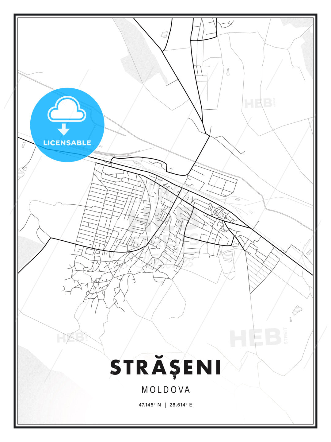 Strășeni, Moldova, Modern Print Template in Various Formats - HEBSTREITS Sketches