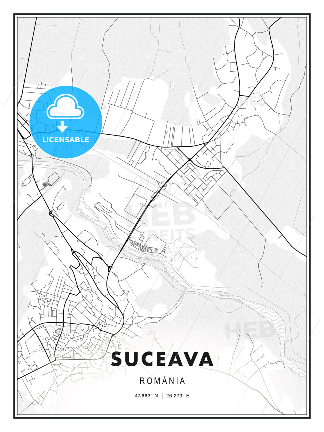 Suceava, Romania, Modern Print Template in Various Formats - HEBSTREITS Sketches
